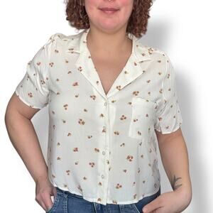 NWT Abound floral short sleeve blouse size Large